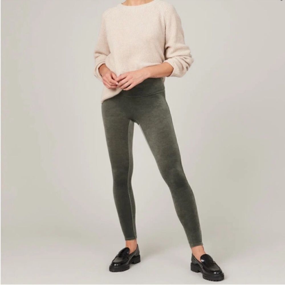 SPANX Green Velvet High Rise Leggings S